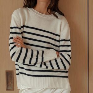 Jenni Kayne Everyday Black and White Crew Neck Sweater